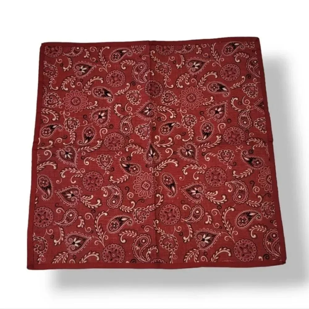 NEW Vintage Handmade 5 PC Red Paisley Handkerchief Cloth Dinner Napkins